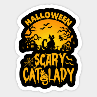 Cat halloween Scary Cat Lady, catoween Sticker